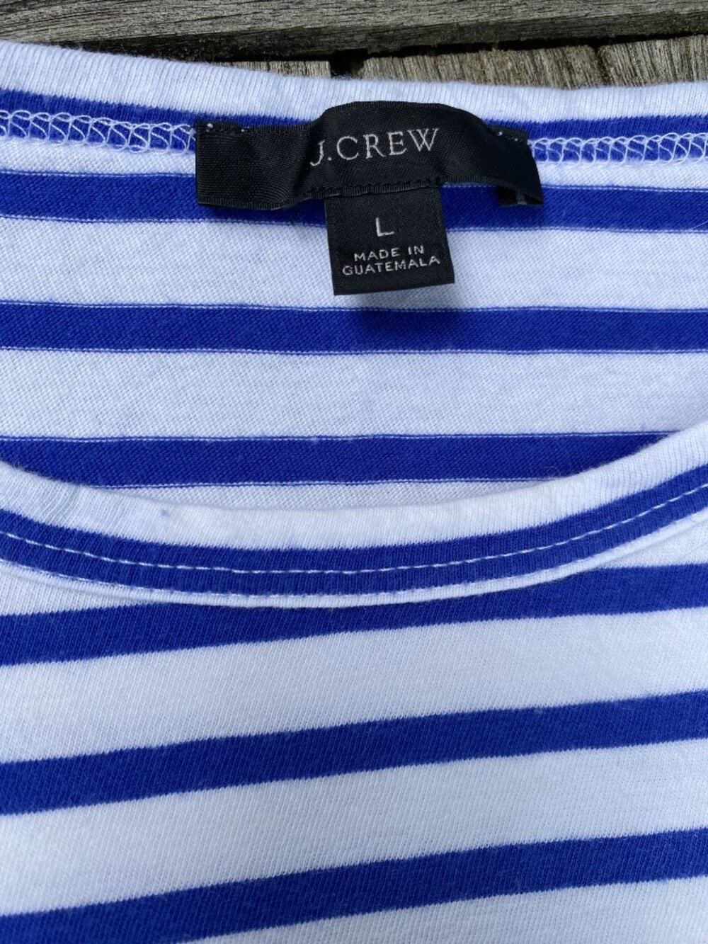 Large J Crew royal blue and white t-shirt with cute puff sleeves - Picture 3 of 4